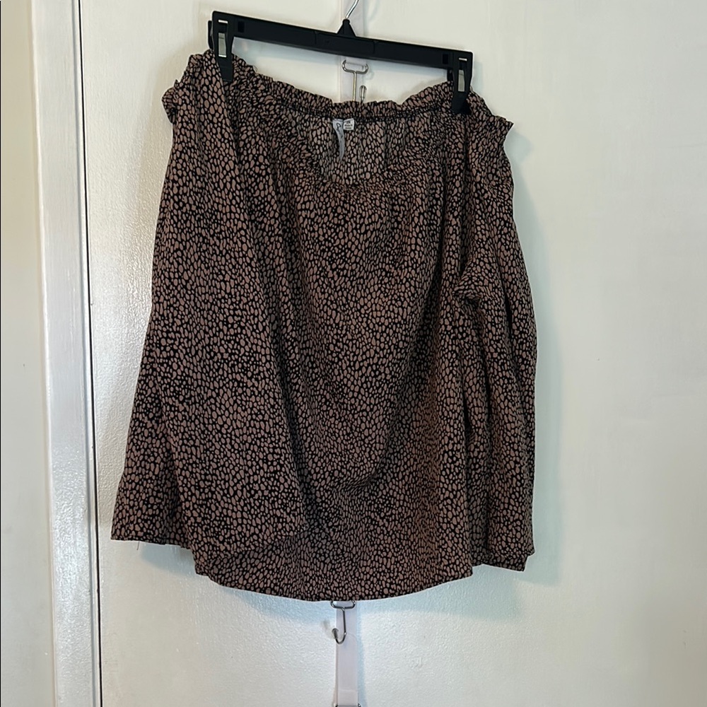 Brown Bubble Midi Blouse for Work